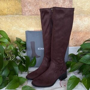 NEW Kenneth Cole New York Knee High Faux Suede Stanford Brown Boots, Size 6.5M